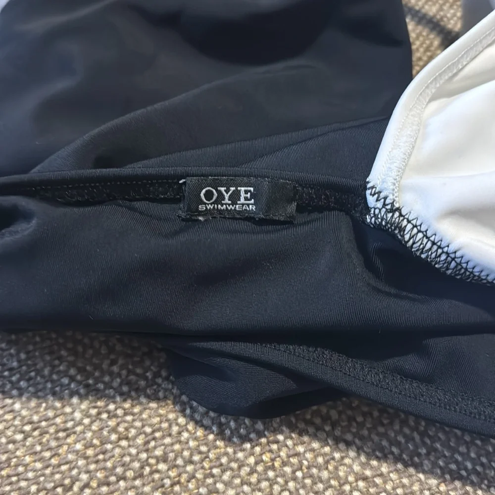 OYE swimwear Kim lace-up one piece black & white designer swimsuit ties small